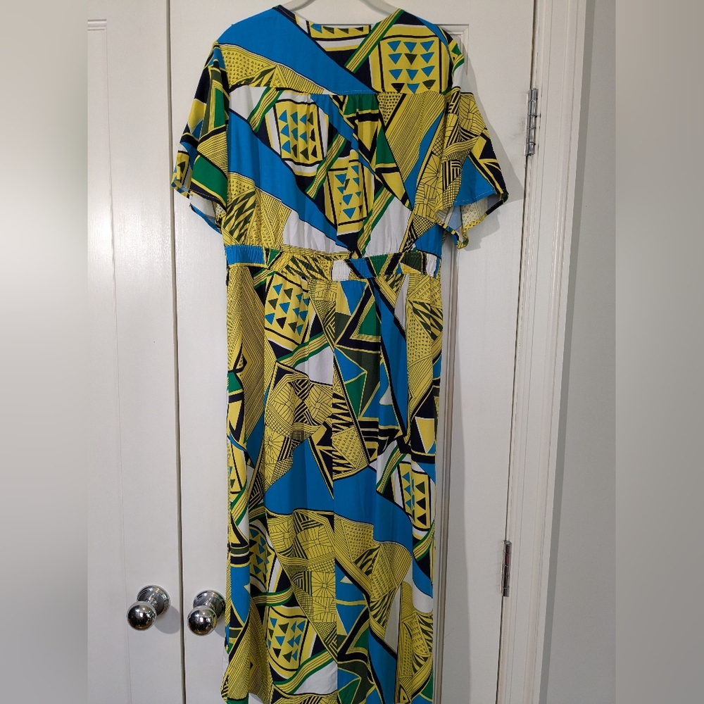 NWT Iman Color Block Open Front - With Tail - Yellow, Black, Blue Sz L - Picture 14 of 15